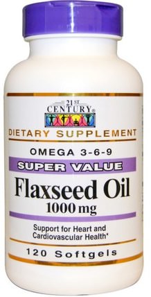 Flaxseed Oil, 1000 mg, 120 Softgels by 21st Century, 補充劑，亞麻籽 HK 香港