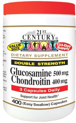 Glucosamine 500 mg, Chondroitin 400 mg, Double Strength, 400 (Easy Swallow) Capsules by 21st Century, 補充劑，氨基葡萄糖軟骨素 HK 香港