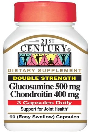 Glucosamine 500 mg Chondroitin 400 mg, Double Strength, 60 (Easy Swallow) Capsules by 21st Century, 補充劑，氨基葡萄糖軟骨素 HK 香港