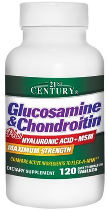 Glucosamine & Chondroitin, 120 Tablets by 21st Century, 補充劑，氨基葡萄糖 HK 香港