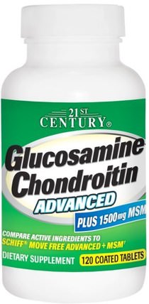 Glucosamine Chondroitin Advanced, 120 Coated Tablets by 21st Century, 補充劑，氨基葡萄糖 HK 香港