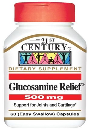 Glucosamine Relief, 500 mg, 60 (Easy Swallow) Capsules by 21st Century, 補充劑，氨基葡萄糖硫酸鹽 HK 香港