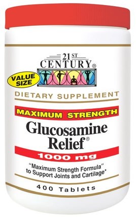 Glucosamine Relief, Maximum Strength, 1.000 mg, 400 Tablets by 21st Century, 補充劑，氨基葡萄糖 HK 香港
