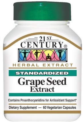 Grape Seed Extract, 60 Veggie Caps by 21st Century, 補充劑，抗氧化劑，葡萄籽提取物 HK 香港