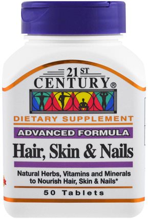 Hair, Skin & Nails, Advanced Formula, 50 Tablets by 21st Century, 健康，女性，頭髮補充劑，指甲補品，皮膚補充劑，沐浴，美容，頭髮稀疏和再生 HK 香港