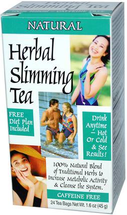 Herbal Slimming Tea, Caffeine Free, Natural, 24 Tea Bags, 1.6 oz (45 g) by 21st Century, 食物，涼茶，減肥，飲食 HK 香港