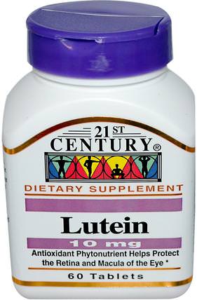Lutein, 10 mg, 60 Tablets by 21st Century, 補充劑，抗氧化劑，葉黃素 HK 香港