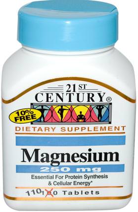 Magnesium, 250 mg, 110 Tablets by 21st Century, 補品，礦物質，氧化鎂 HK 香港