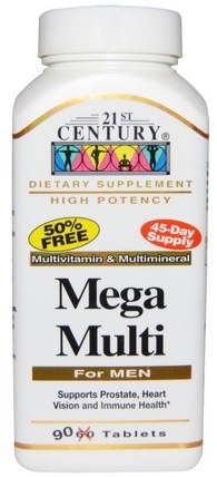 Mega Multi, For Men, Multivitamin & Multimineral, 90 Tablets by 21st Century, 維生素，男性多種維生素 HK 香港