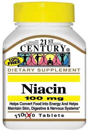 Niacin, 100 mg, 110 Tablets by 21st Century, 維生素，維生素b，維生素b3，維生素b3 - 菸酸 HK 香港
