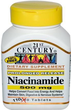 Niacinamide, 500 mg, 110 Tablets by 21st Century, 維生素，維生素b，維生素b3，維生素b3 - 菸酸 HK 香港