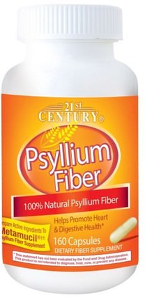 Psyllium Fiber, 160 Capsules by 21st Century, 補充劑，洋車前子殼，洋車前子殼膠囊 HK 香港