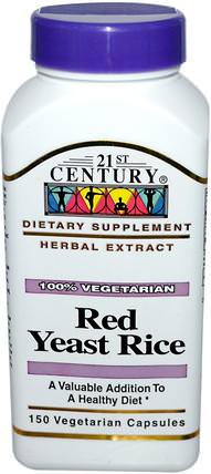 Red Yeast Rice, 150 Veggie Caps by 21st Century, 補品，紅曲米 HK 香港
