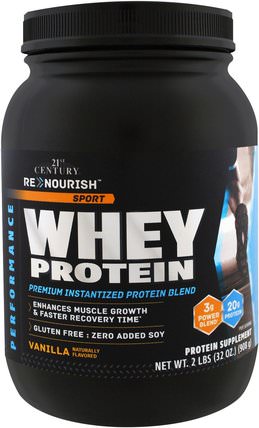 ReNourish, Sport, Whey Protein, Vanilla, 32 oz (908 g) by 21st Century, 補充劑，蛋白質，運動蛋白質 HK 香港