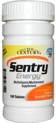 Sentry Energy, Multivitamin/Multimineral Supplement, 100 Tablets by 21st Century, 維生素，多種維生素，哨兵 HK 香港