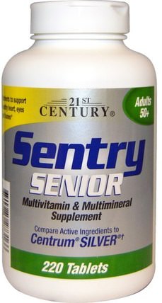 Sentry Senior, Multivitamin & Multimineral Supplement, 220 Tablets by 21st Century, 維生素，多種維生素 - 老年人，哨兵 HK 香港