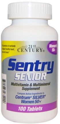 Sentry Senior Womens 50+, 100 Tablets by 21st Century, 維生素，女性多種維生素 - 老年人 HK 香港