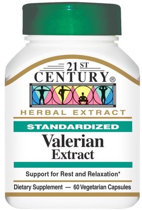 Valerian Extract, Standardized, 60 Veggie Caps by 21st Century, 草藥，纈草 HK 香港