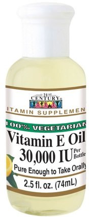 Vitamin E Oil, 30.000 IU, 2.5 fl oz (74 ml) by 21st Century, 健康，皮膚，維生素E油霜 HK 香港