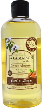 Bath & Shower Liquid Soap, Sweet Almond, 16.9 fl oz (500 ml) by A La Maison de Provence, 洗澡，美容，沐浴露 HK 香港