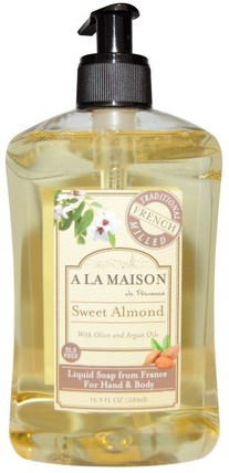Hand and Body Liquid Soap, Sweet Almond, 16.9 fl oz (500 ml) by A La Maison de Provence, 洗澡，美容，肥皂，沐浴露 HK 香港