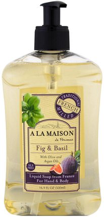 Hand and Body Soap, Fig and Basil, 16.9 fl oz (500 ml) by A La Maison de Provence, 洗澡，美容，肥皂，沐浴露 HK 香港
