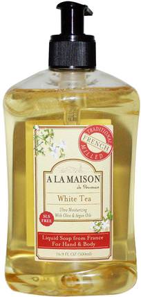 Hand & Body Liquid Soap, White Tea, 16.9 fl oz (500 ml) by A La Maison de Provence, 洗澡，美容，肥皂 HK 香港