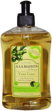 Hand & Body Liquid Soap, Yuzu Lime, 16.9 fl oz (500 ml) by A La Maison de Provence, 洗澡，美容，摩洛哥堅果浴，肥皂 HK 香港