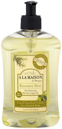 Hand & Body Soap, Rosemary Mint, 16.9 fl oz (500 ml) by A La Maison de Provence, 洗澡，美容，摩洛哥堅果浴，肥皂 HK 香港