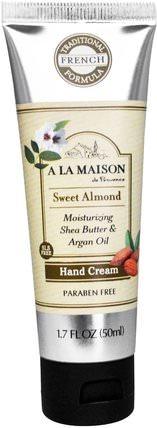 Hand Cream, Sweet Almond, 1.7 fl oz (50 ml) by A La Maison de Provence, 洗澡，美容，護手霜 HK 香港