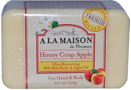 Honey Crisp Apple Bar Soap, 8.8 oz (250 g) by A La Maison de Provence, 洗澡，美容，摩洛哥堅果浴，肥皂 HK 香港