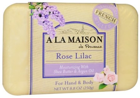 Rose Lilac Bar Soap, 8.8 oz (250 g) by A La Maison de Provence, 洗澡，美容，肥皂 HK 香港