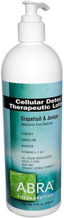 Cellular Detox Therapeutic Lotion, Grapefruit & Juniper, 16 fl oz (475 ml) by Abra Therapeutics, 洗澡，美容，潤膚露 HK 香港