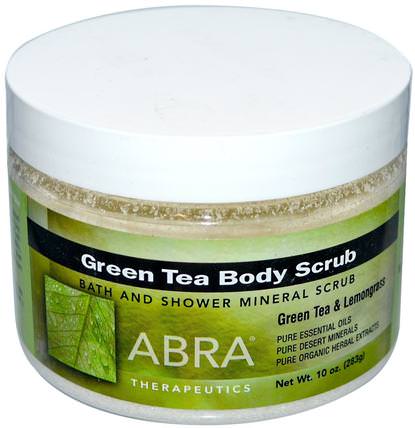 Green Tea Body Scrub, Green Tea & Lemongrass, 10 oz (283 g) by Abra Therapeutics, 洗澡，美容，身體磨砂 HK 香港