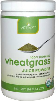 Organic Wheatgrass Juice Powder, 4 oz (114 g) by Activz, 補品，超級食品，小麥草 HK 香港