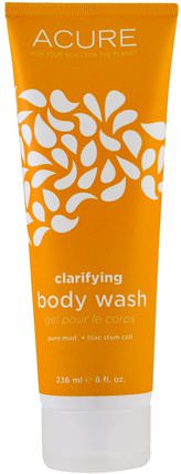 Clarifying Body Wash, Pure Mint + Lilac Stem Cell, 8 fl oz (235 ml) by Acure Organics, 洗澡，美容，摩洛哥浴 HK 香港