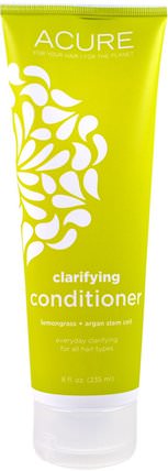 Clarifying Conditioner, Lemongrass + Argan Stem Cell, 8 fl oz (235 ml) by Acure Organics, 洗澡，美容，argan護髮素 HK 香港