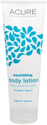 Nourishing Body Lotion, Lemongrass + Argan Oil, 8 fl oz (236 ml) by Acure Organics, 沐浴，美容，摩洛哥堅果乳液和黃油 HK 香港