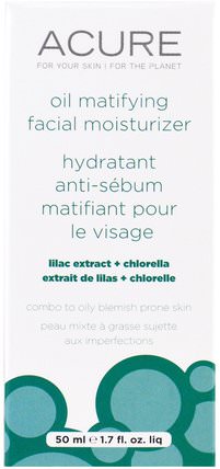 Oil Matifying Facial Moisturizer, Lilac Extract + Chlorella, 1.7 fl oz (50 ml) by Acure Organics, 洗澡，美容，摩洛哥堅果，皮膚，面霜一天 HK 香港