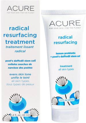 Radical Resurfacing Treatment, Poets Daffodil Stem Cell, 1.4 fl oz (41 ml) by Acure Organics, 洗澡，美容，摩洛哥堅果，面部護理，皮膚 HK 香港