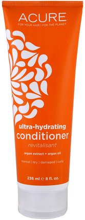 Ultra-Hydrating Conditioner, Argan Extract + Argan Oil, 8 fl oz (236 ml) by Acure Organics, 洗澡，美容，argan護髮素 HK 香港