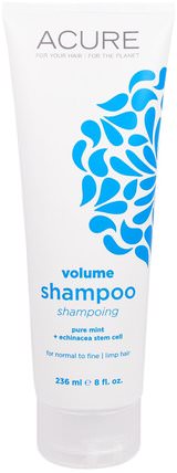 Volume Shampoo, Pure Mint + Echinacea Stem Cell, 8 fl oz (236 ml) by Acure Organics, 洗澡，美容，摩洛哥堅果洗髮水 HK 香港