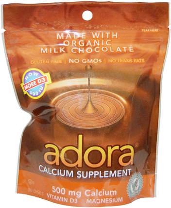 Calcium Supplement, Milk Chocolate, 30 Disks by Adora, 補品，礦物質，鈣，咀嚼鈣 HK 香港