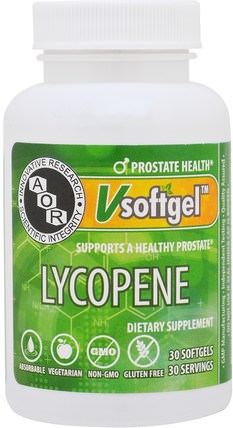 Lycopene, 30 Softgels by Advanced Orthomolecular Research AOR, 補充劑，抗氧化劑，番茄紅素 HK 香港
