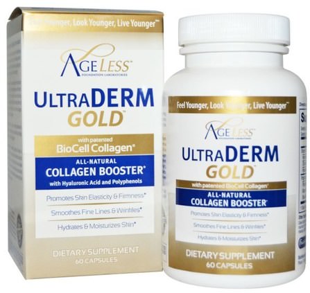 UltraDerm Gold, Collagen Booster, 60 Capsules by Ageless Foundation Laboratories, 健康，女性，透明質酸，皮膚 HK 香港