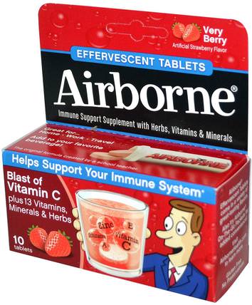 Blast of Vitamin C, Very Berry, 10 Effervescent Tablets by AirBorne, 健康，感冒和病毒，免疫系統，空氣中的泡騰 HK 香港