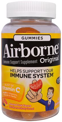Original Immune Support Supplement, Assorted Fruit Flavors, 42 Gummies by AirBorne, 維生素，維生素C，維生素C gummies，空氣傳播的gummies HK 香港