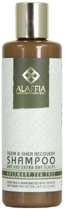 Neem & Shea Recovery Shampoo, Rosemary Tea Tree, 8 fl oz (235 ml) by Alaffia, 洗澡，美容，頭髮，頭皮，乳木果油，洗髮水，護髮素 HK 香港