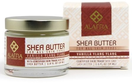 Shea Butter, Vanilla Ylang Ylang, 2.0 fl oz (59 ml) by Alaffia, 乳木果油，身體護理 HK 香港