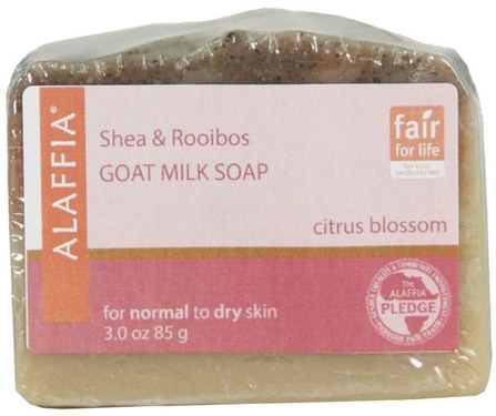 Shea & Rooibos Goat Milk Soap, Citrus Blossom, 3.0 oz (85 g) by Alaffia, 乳木果油，身體護理 HK 香港